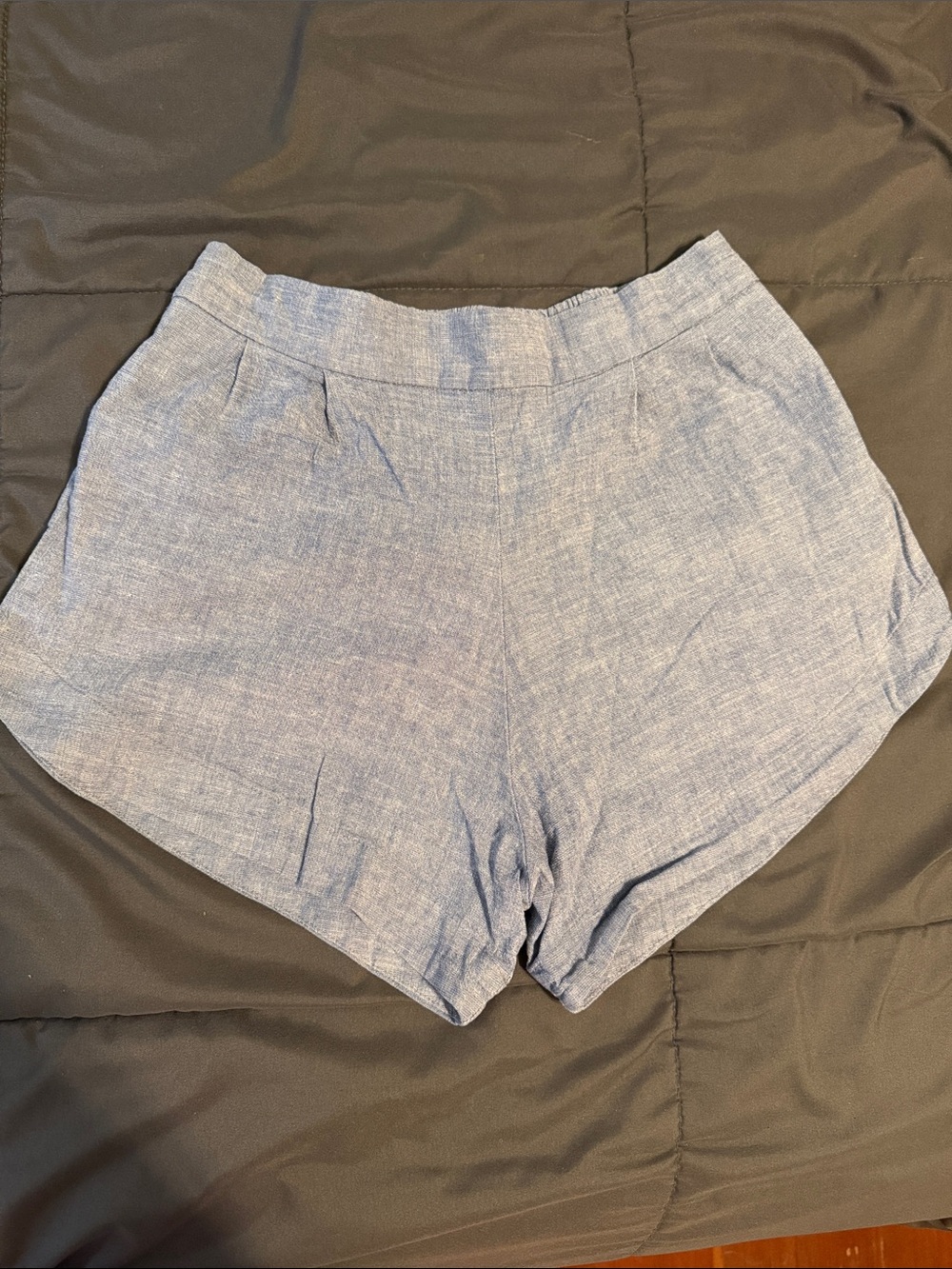 Allison Izu Light Blue Women's Linen-Blend Shorts